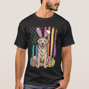 Golden Retriever Easter American Eggs Flag Funny D T-Shirt