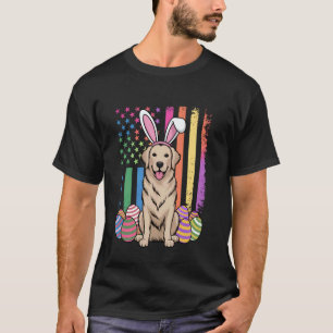 Golden Retriever Easter American Eggs Flag Funny D T-Shirt