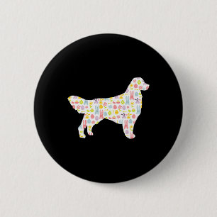 Golden Retriever Easter Bunny Dog Silhouette 6 Cm Round Badge