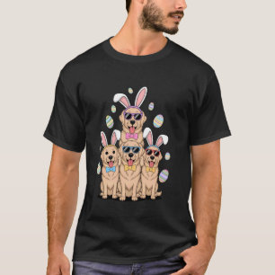 Golden Retriever Easter Bunny Eggs Hunting Funny D T-Shirt