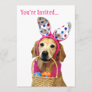 Golden Retriever Easter Bunny Invitation