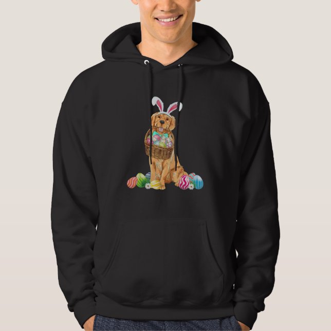 Golden Retriever Easter Day Bunny Eggs Easter Cost Hoodie (Front)