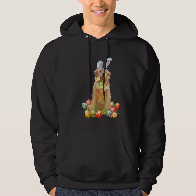 Golden Retriever Easter Day Bunny Eggs Easter Cost Hoodie (Front)