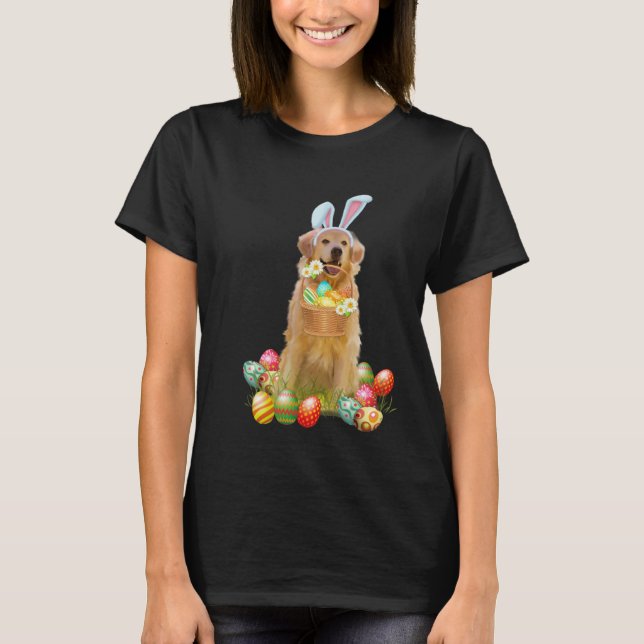 Golden Retriever Easter Day Bunny Eggs Easter Cost T-Shirt (Front)