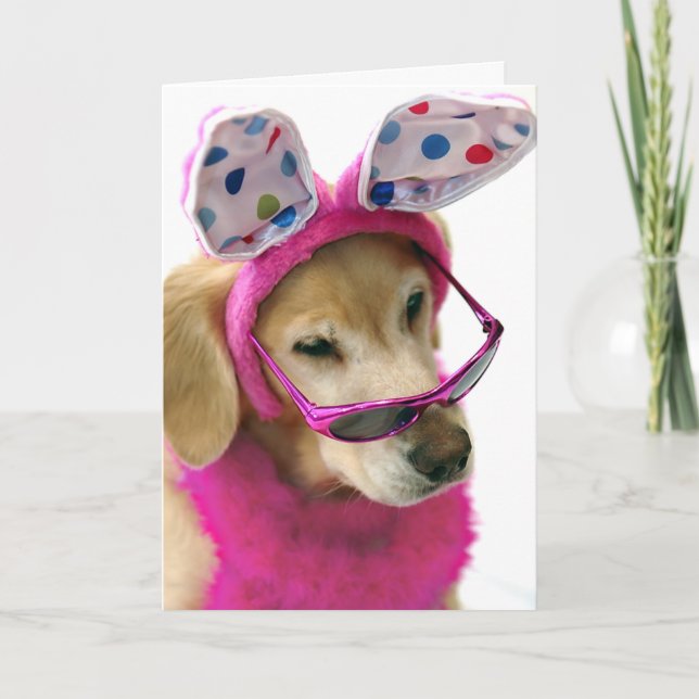 Golden Retriever Easter Princess Holiday Card (Front)