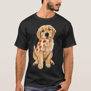 Golden Retriever eating pizza puppy with a slice T-Shirt