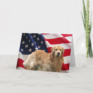 Golden Retriever Eddie American Flag Card