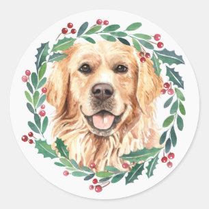 Golden Retriever Elegant Dog Christmas Classic Round Sticker