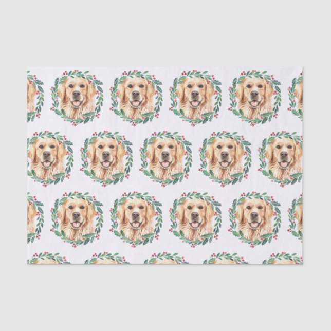 Golden Retriever Elegant Dog Christmas Tissue Paper (Front)