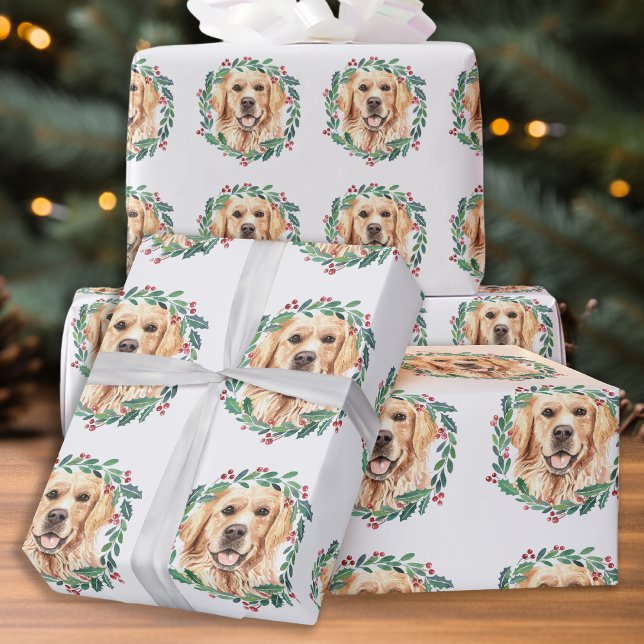 Golden Retriever Elegant Dog Christmas Wrapping Paper (Creator Uploaded)