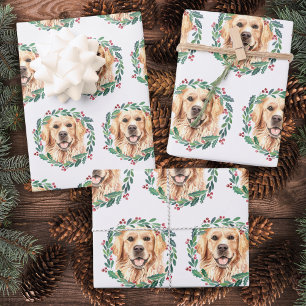 Golden Retriever Elegant Dog Christmas Wrapping Paper Sheet