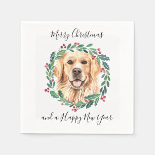 Golden Retriever Elegant Dog Merry Christmas Napkin
