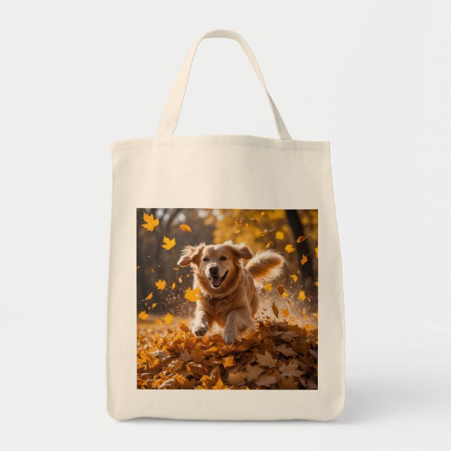 Golden Retriever Elegant Grocery Tote Bag (Front)