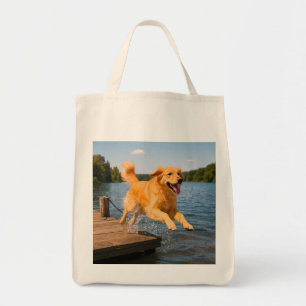 Golden Retriever Elegant Grocery Tote Bag