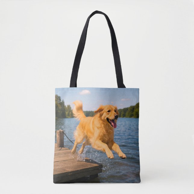 Golden Retriever Elegant Shoulder Tote (Front)