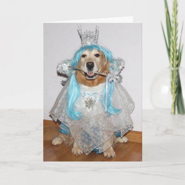 Golden Retriever Fairy Merry Christmas  Holiday Card (Front)