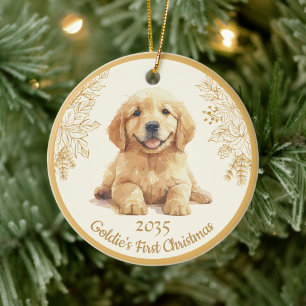 Golden Retriever First Christmas Ceramic Tree Decoration