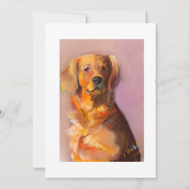 Golden Retriever Flat Thank You Card- Painting  (Front)