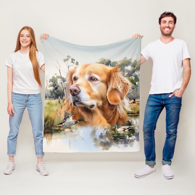 Golden Retriever Fleece Blanket (In Situ)