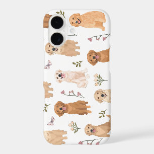 Golden Retriever Floral Pattern   Cute Dog & Wildf