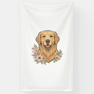 Golden Retriever Floral Vintage Engraving Design_1 Banner