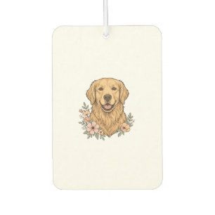 Golden Retriever Floral Vintage Engraving Design_1 Car Air Freshener