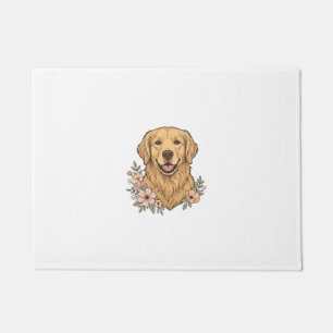 Golden Retriever Floral Vintage Engraving Design_1 Doormat