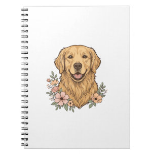 Golden Retriever Floral Vintage Engraving Design_1 Notebook