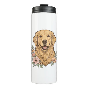 Golden Retriever Floral Vintage Engraving Design_1 Thermal Tumbler