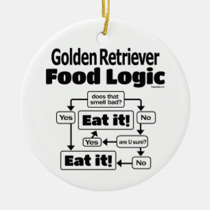 Golden Retriever Food Logic Ceramic Tree Decoration