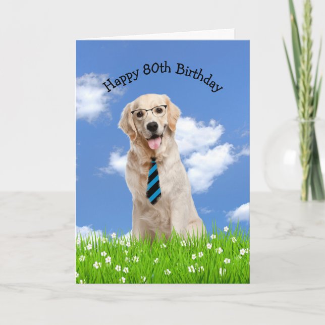 Golden Retriever For 80th Birthday  Card (Front)