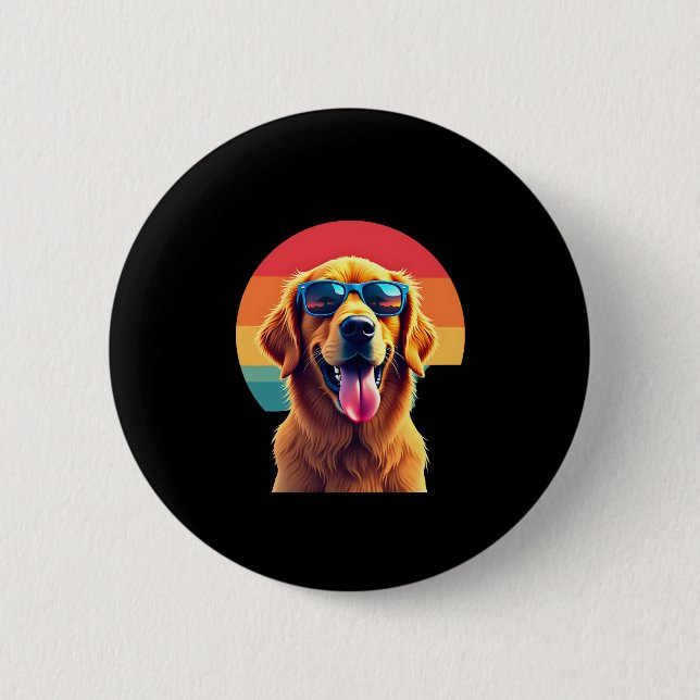 Golden Retriever for Kids Boys Girls Sunglasses Pe 6 Cm Round Badge (Front)
