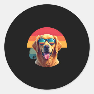 Golden Retriever for Kids Boys Girls Sunglasses Pe Classic Round Sticker