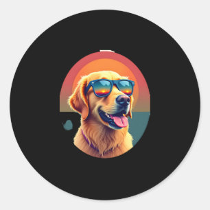 Golden Retriever for Kids Boys Girls Sunglasses Pe Classic Round Sticker