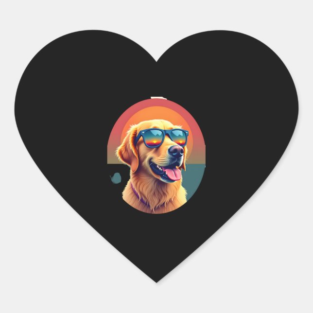 Golden Retriever for Kids Boys Girls Sunglasses Pe Heart Sticker (Front)