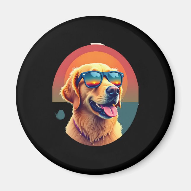 Golden Retriever for Kids Boys Girls Sunglasses Pe Magnet (Front)