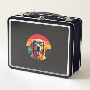 Golden Retriever for Kids Boys Girls Sunglasses Pe Metal Lunch Box