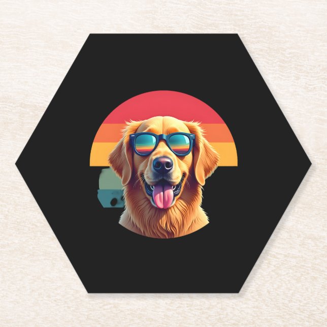 Golden Retriever for Kids Boys Girls Sunglasses Pe Paper Coaster (Front)