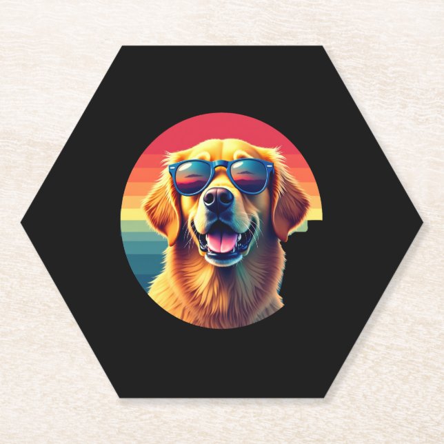 Golden Retriever for Kids Boys Girls Sunglasses Pe Paper Coaster (Front)