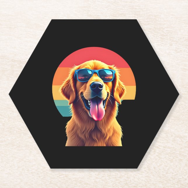 Golden Retriever for Kids Boys Girls Sunglasses Pe Paper Coaster (Front)