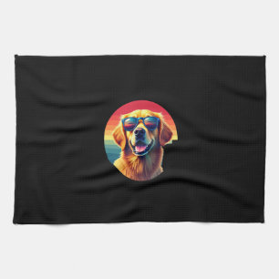 Golden Retriever for Kids Boys Girls Sunglasses Pe Tea Towel