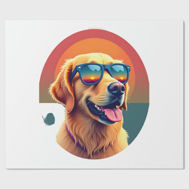 Golden Retriever for Kids Boys Girls Sunglasses Pe Wrapping Paper (Flat)