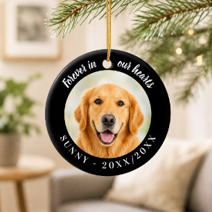 Golden Retriever Forever In Our Hearts Black Ceramic Tree Decoration