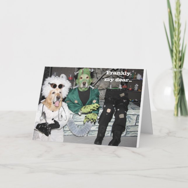 Golden Retriever Frankenstein Lab Halloween Card (Front)