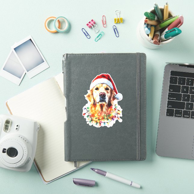 Golden Retriever Funny dog Christmas Santa Hat lig (iPad Cover)