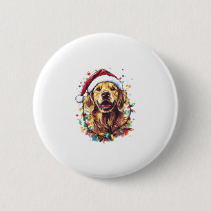 Golden Retriever Funny dog Christmas Santa Hat lig 6 Cm Round Badge