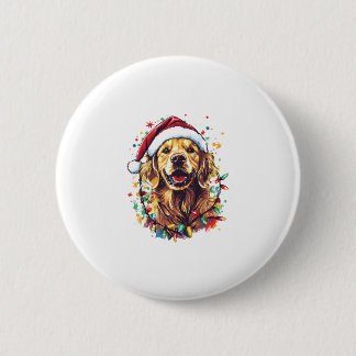 Golden Retriever Funny dog Christmas Santa Hat lig 6 Cm Round Badge
