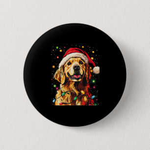 Golden Retriever Funny dog Christmas Santa Hat lig 6 Cm Round Badge