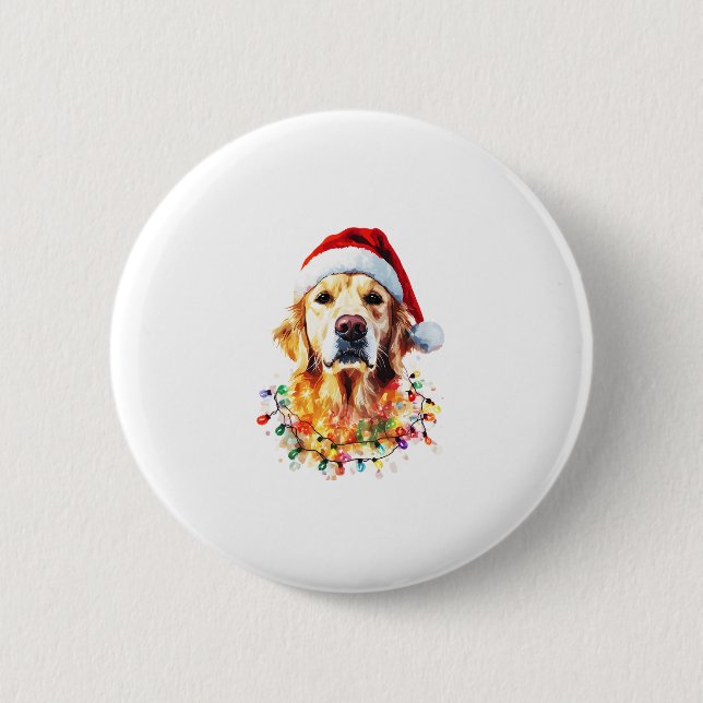 Golden Retriever Funny dog Christmas Santa Hat lig 6 Cm Round Badge (Front)