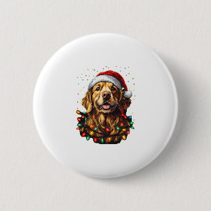 Golden Retriever Funny dog Christmas Santa Hat lig 6 Cm Round Badge